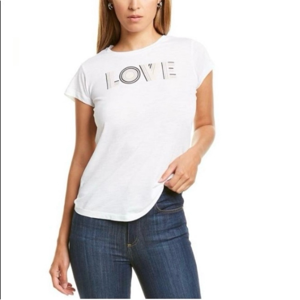 Zadig & Voltaire Love Print Skinny Crewneck Short Sleeve T Shirt White Size Sml